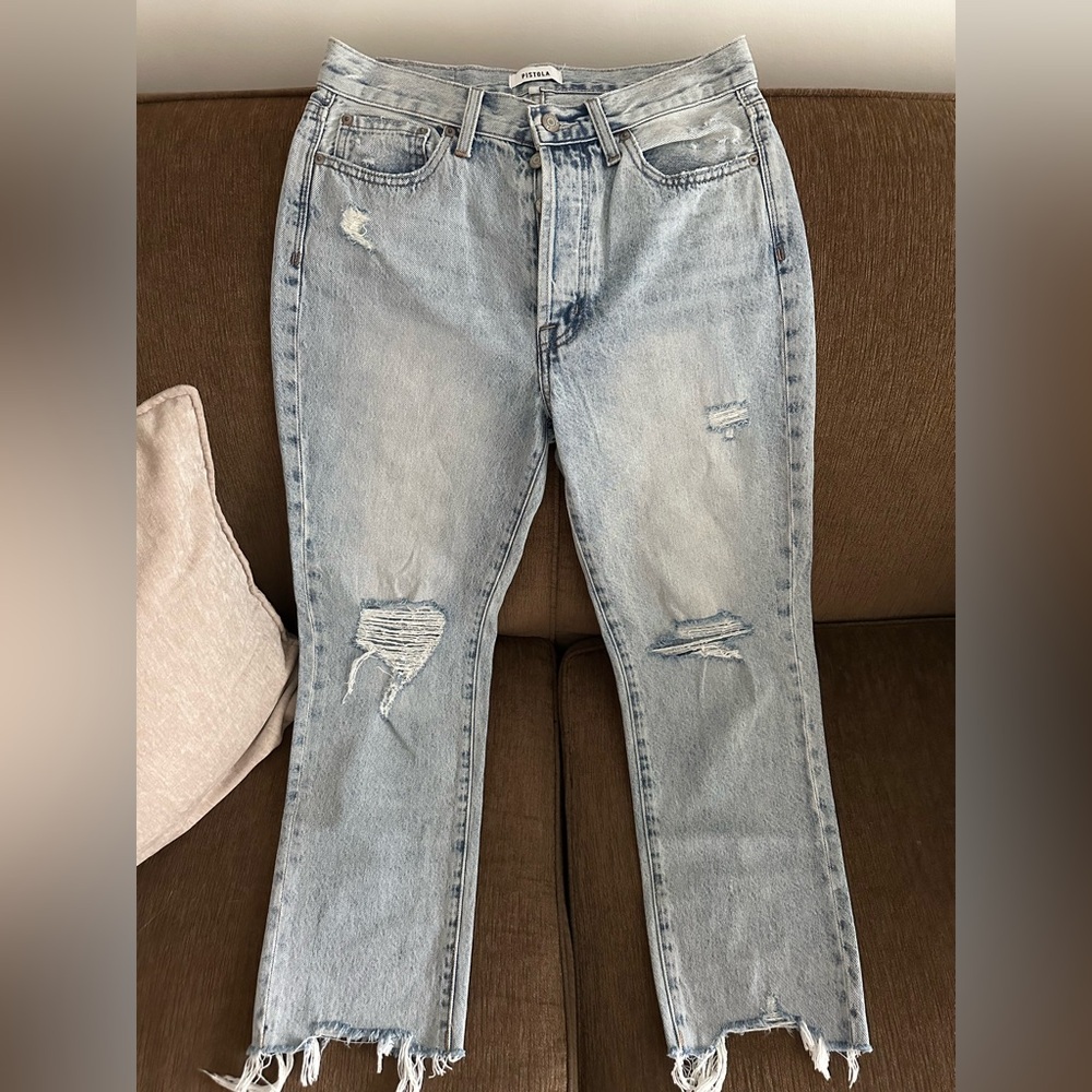 Pistola Charlie High Rise Straight Frayed Jeans